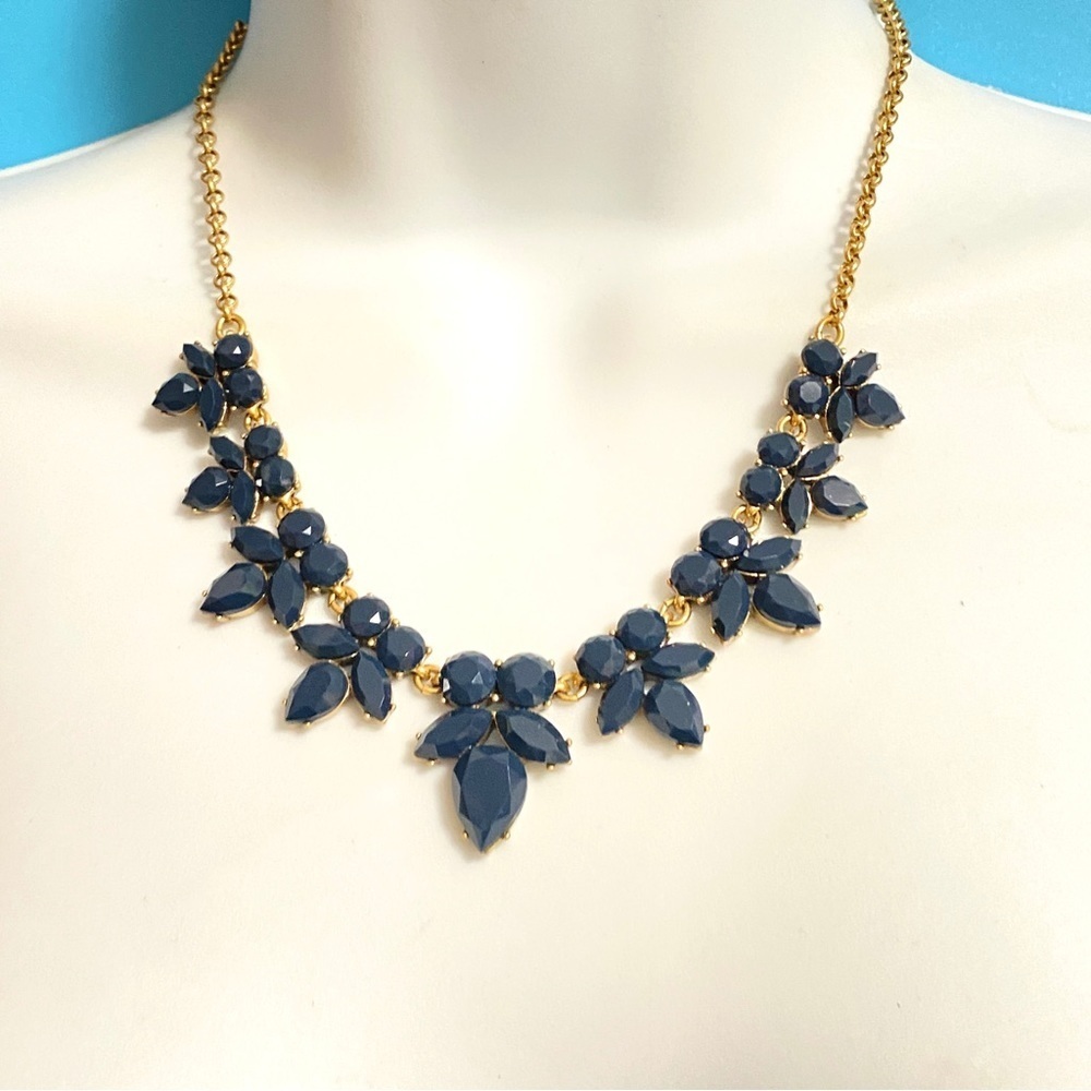 J.CREW Gold & Navy Floral Statement Necklace